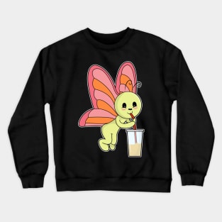 Butterfly at Drinking with Drinking straw & Drink Crewneck Sweatshirt